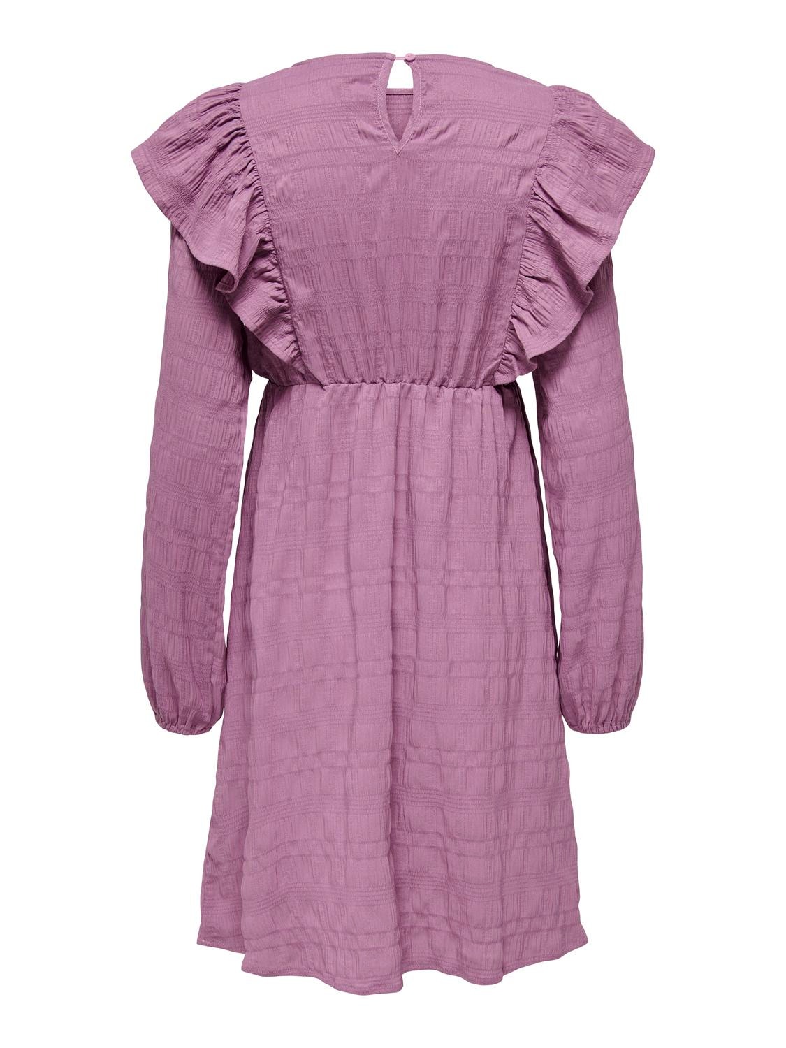 ONLY Krój regularny Okragly dekolt Ciazowe Elastyczne mankiety Obszerne rekawy Krótka sukienka -Rose Brown - 15326973