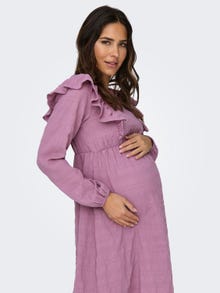 ONLY Normal geschnitten Rundhals Maternity Elastische Bündchen Voluminöser Armschnitt Kurzes Kleid -Rose Brown - 15326973