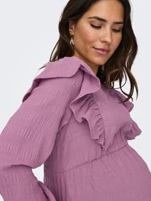 ONLY Normal geschnitten Rundhals Maternity Elastische Bündchen Voluminöser Armschnitt Top -Rose Brown - 15326975