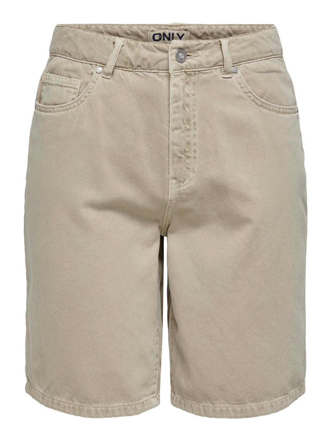 ONLY Lös passform Medelhög midja Shorts -Plaza Taupe - 15327036