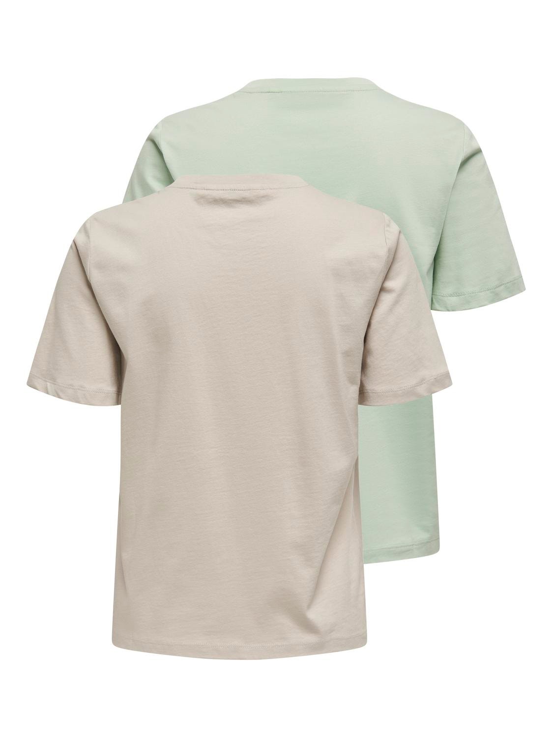 ONLY Normal geschnitten Rundhals Tief angesetzte Schulter T-Shirt -Silver Lining - 15327110
