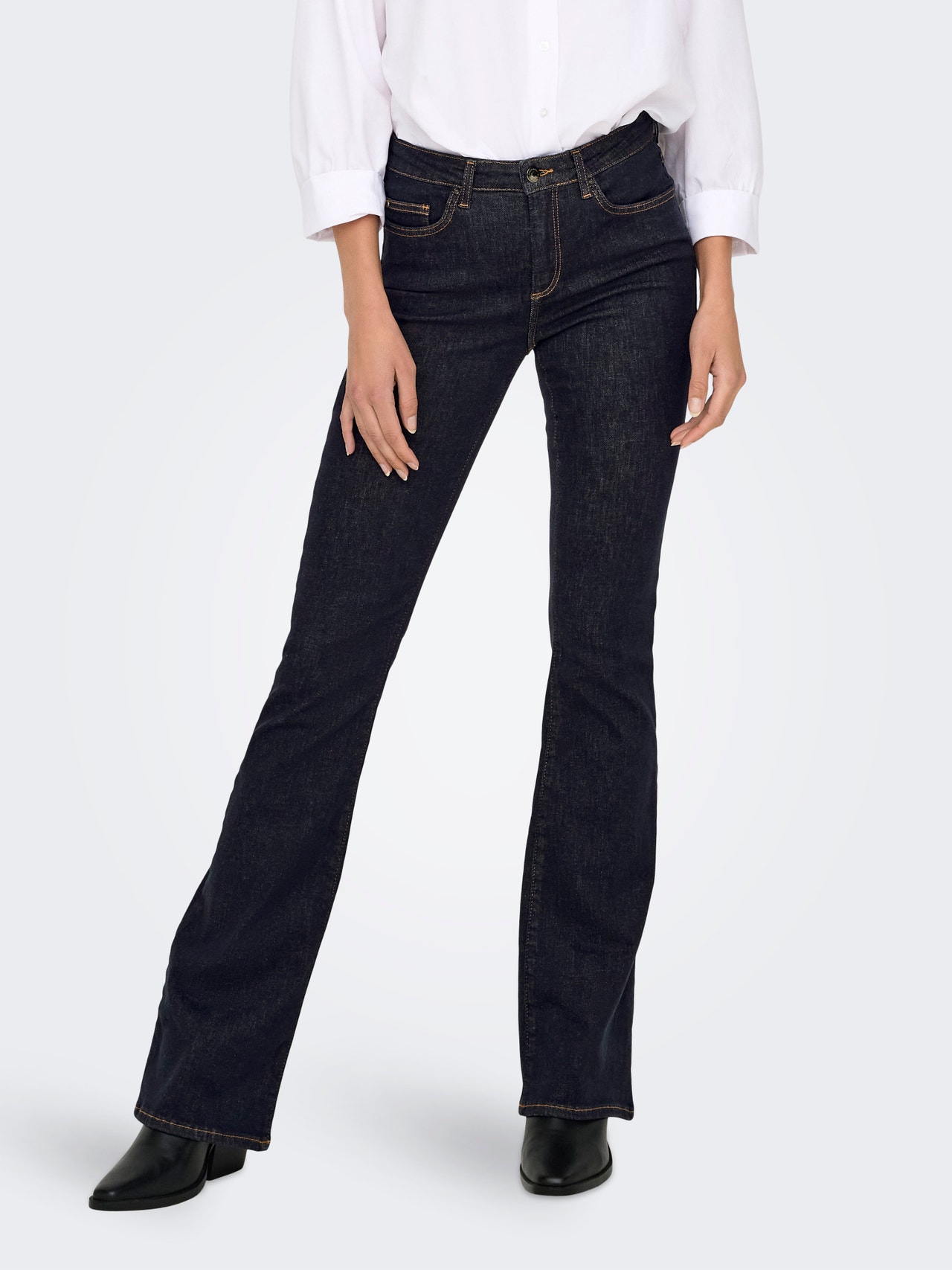ONLY ONLBLUSH Mittlere Taille Ausgestellt Jeans -Dark Blue Denim - 15327135