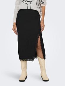 ONLY Midi nederdel med slids -Black - 15327279