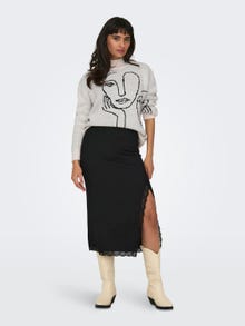 ONLY Midi nederdel med slids -Black - 15327279