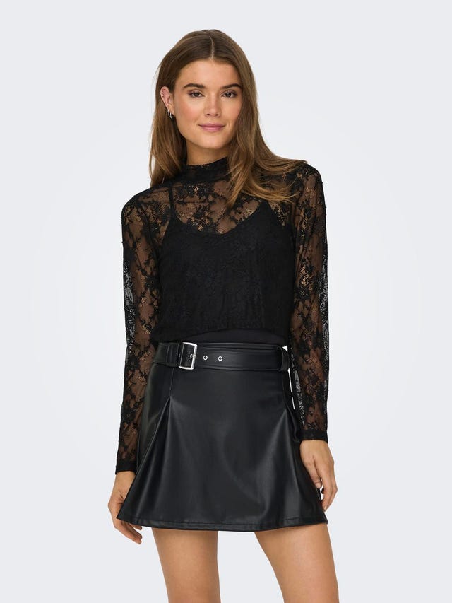ONLY Lace top with high neck - 15327291