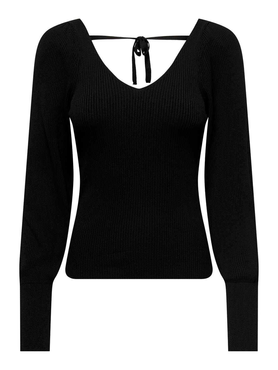 ONLY Knitted v-neck top -Black - 15327671