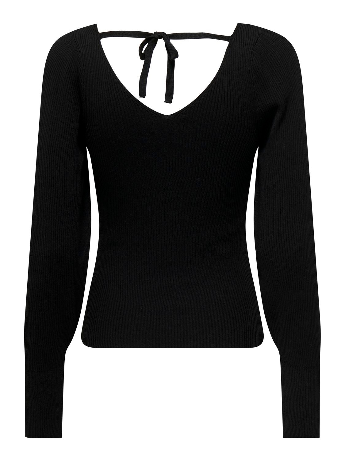 ONLY Knitted v-neck top -Black - 15327671