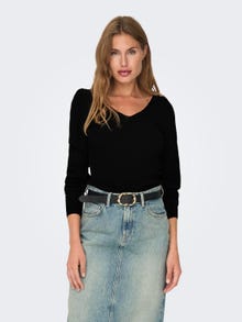 ONLY Knitted v-neck top -Black - 15327671