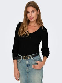 ONLY Knitted v-neck top -Black - 15327671