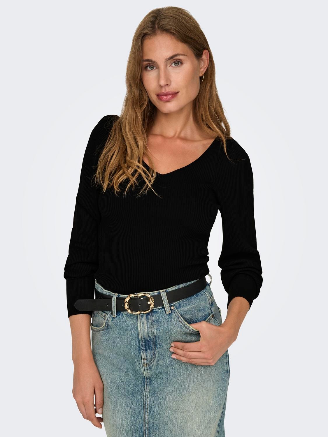 ONLY Regular fit V-hals Trøje -Black - 15327671