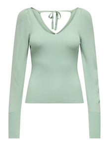 ONLY Knitted v-neck top -Aqua Gray - 15327671