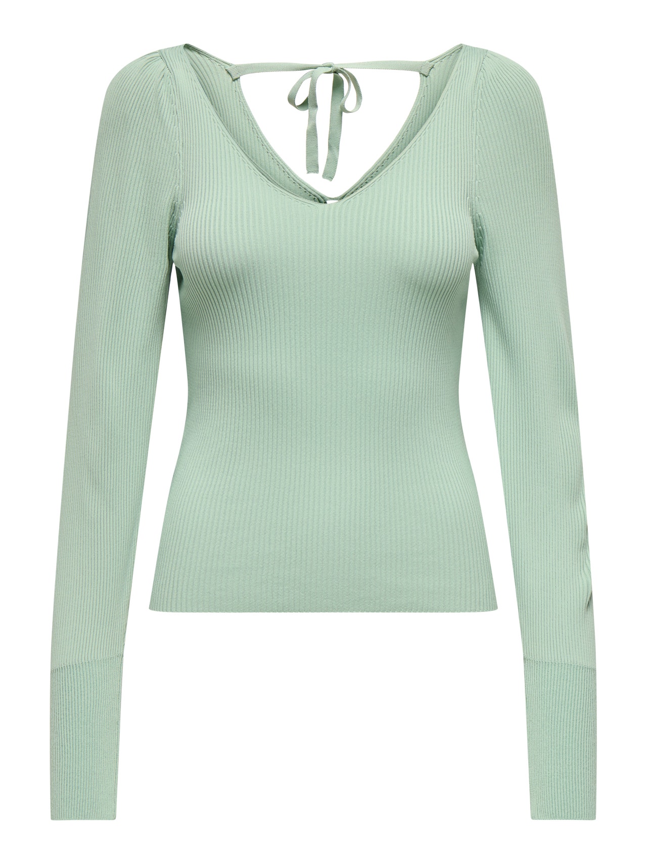 ONLY Knitted v-neck top -Aqua Gray - 15327671