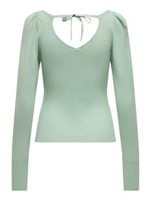 ONLY Knitted v-neck top -Aqua Gray - 15327671