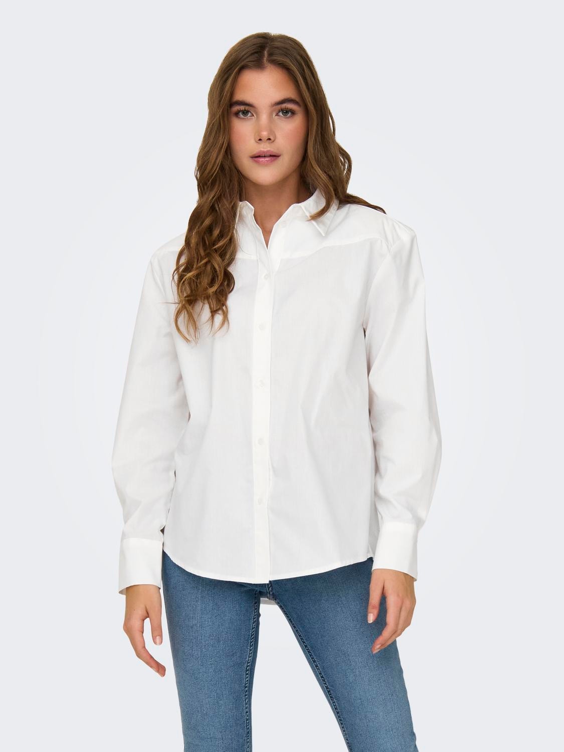 ONLY Relaxed Fit Shirt collar Buttoned cuffs Shirt -White - 15327687