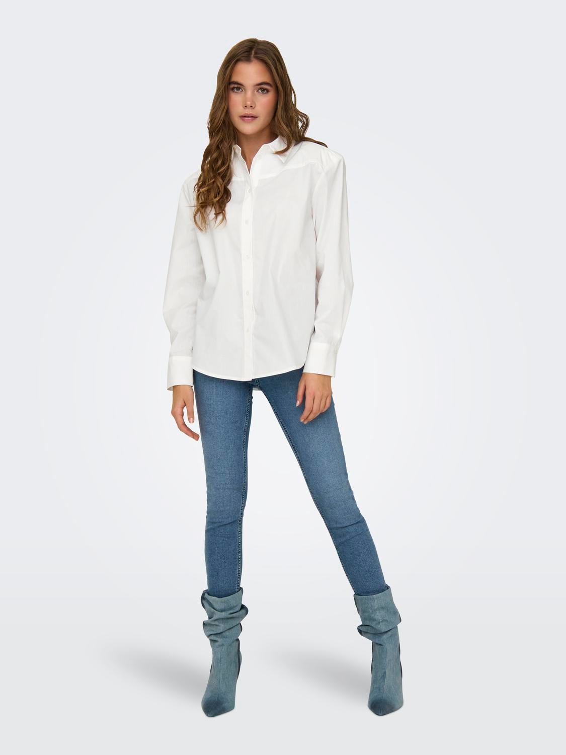 ONLY Relaxed fit Overhemd kraag Manchetten met knoop Overhemd -White - 15327687