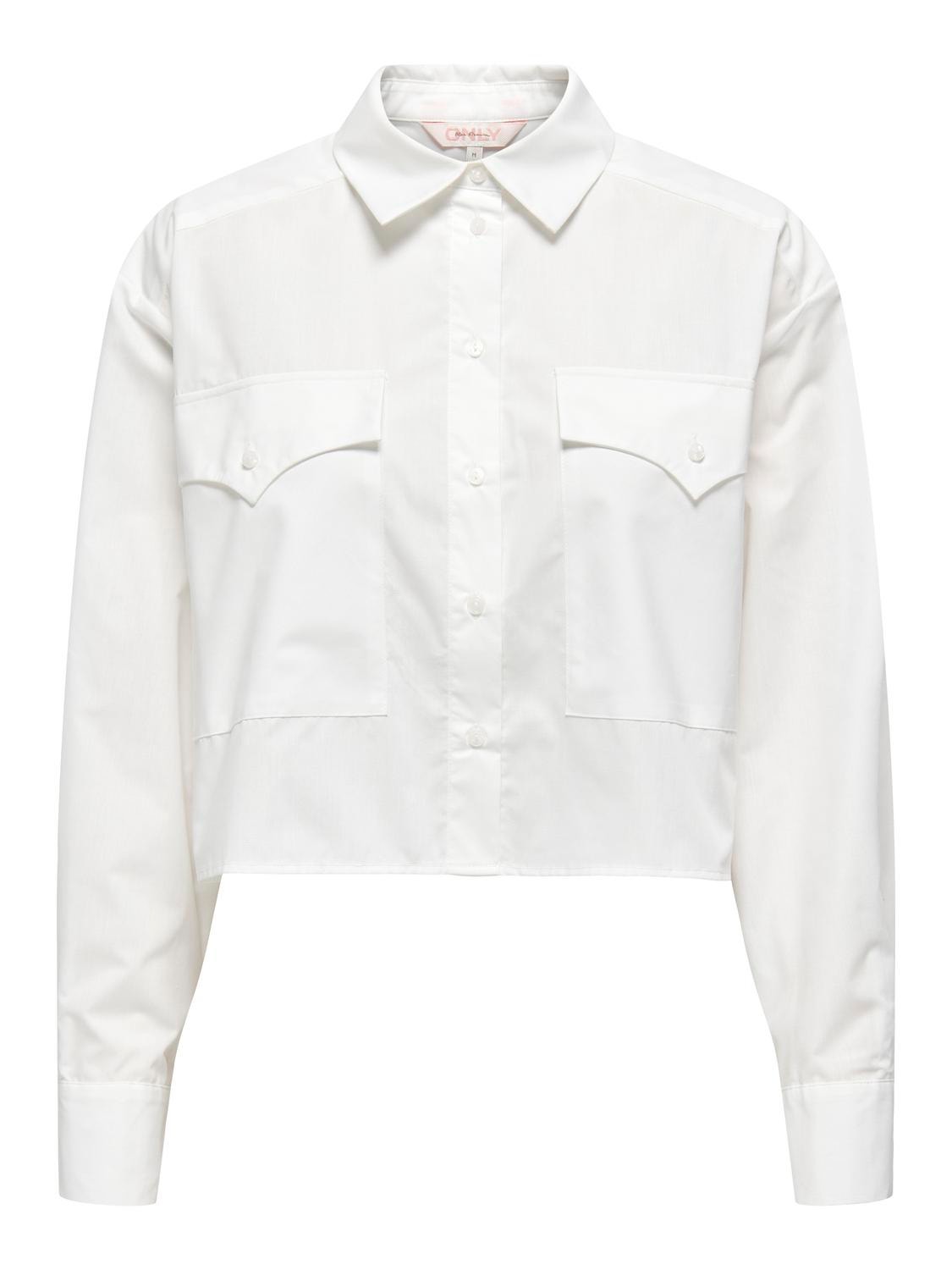ONLY Regular Fit Shirt collar Buttoned cuffs Shirt -White - 15327688