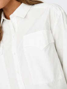 ONLY Normal geschnitten Hemdkragen Ärmelbündchen mit Knopf Hemd -White - 15327688