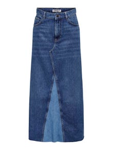 ONLY High waist Lange rok -Medium Blue Denim - 15327696