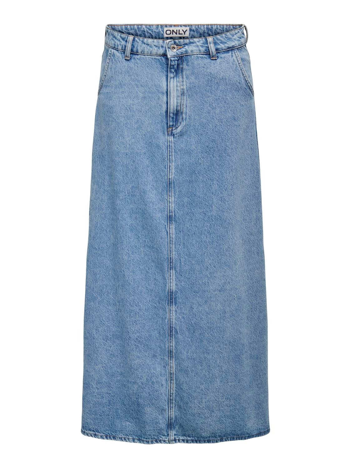 ONLY Mid waist Long skirt -Light Blue Denim - 15327701