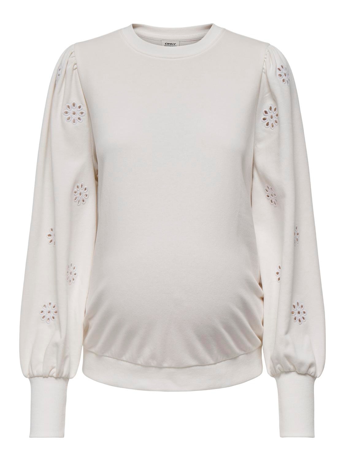 ONLY Regular Fit Round Neck Maternity Sweatshirts -Cloud Dancer - 15327820