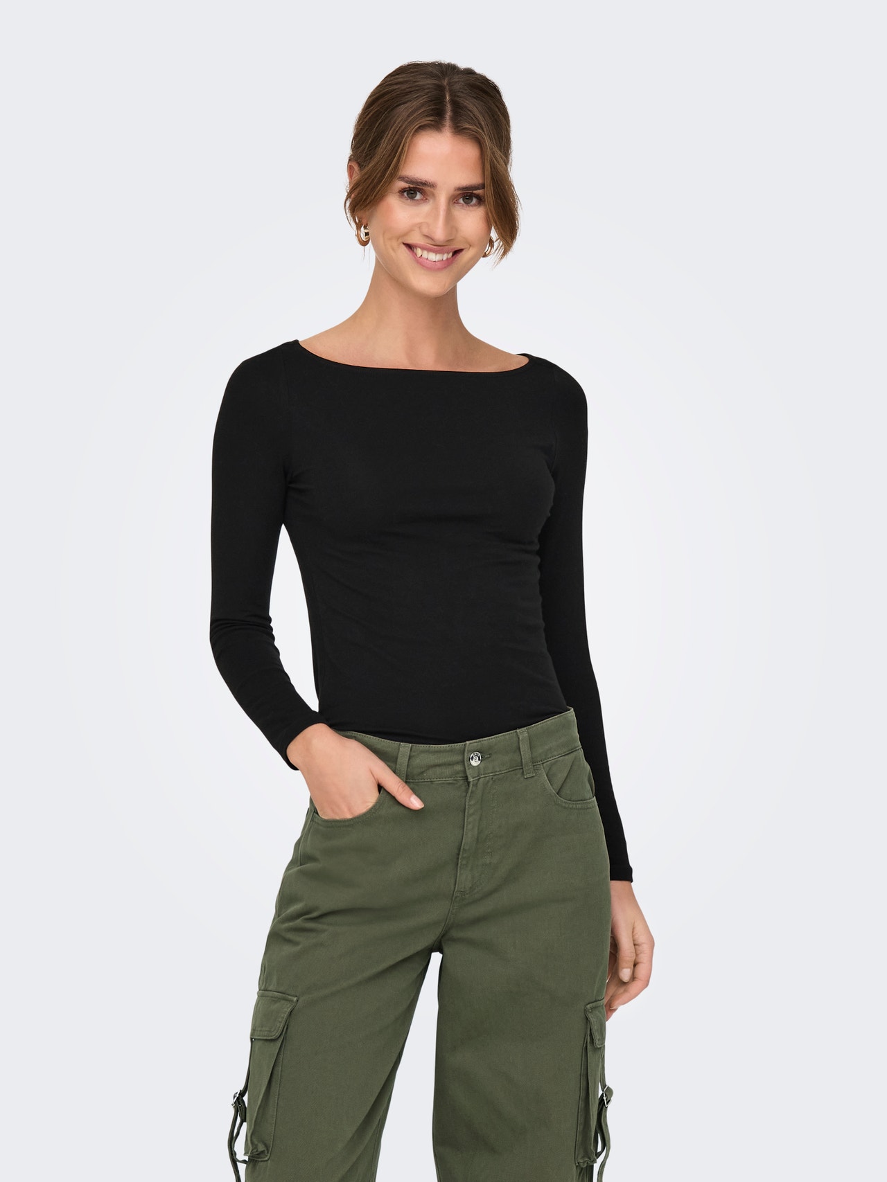 ONLY Tavapärane lõige Ümmargune kaelus Top -Black - 15327890