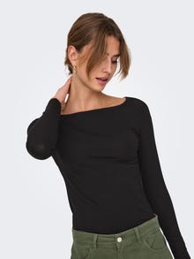 ONLY Tavapärane lõige Ümmargune kaelus Top -Black - 15327890