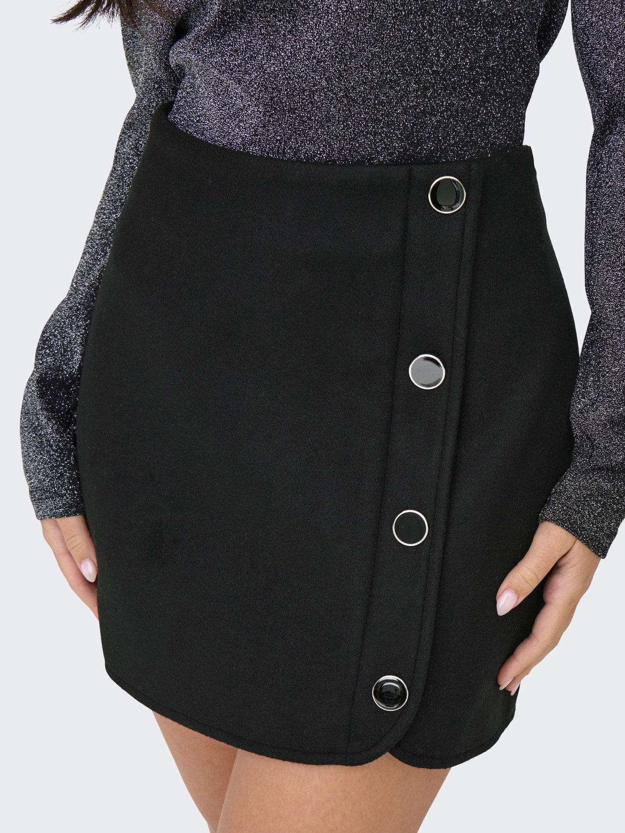 ONLY Kõrge vöökoht Lühike seelik -Black - 15327992