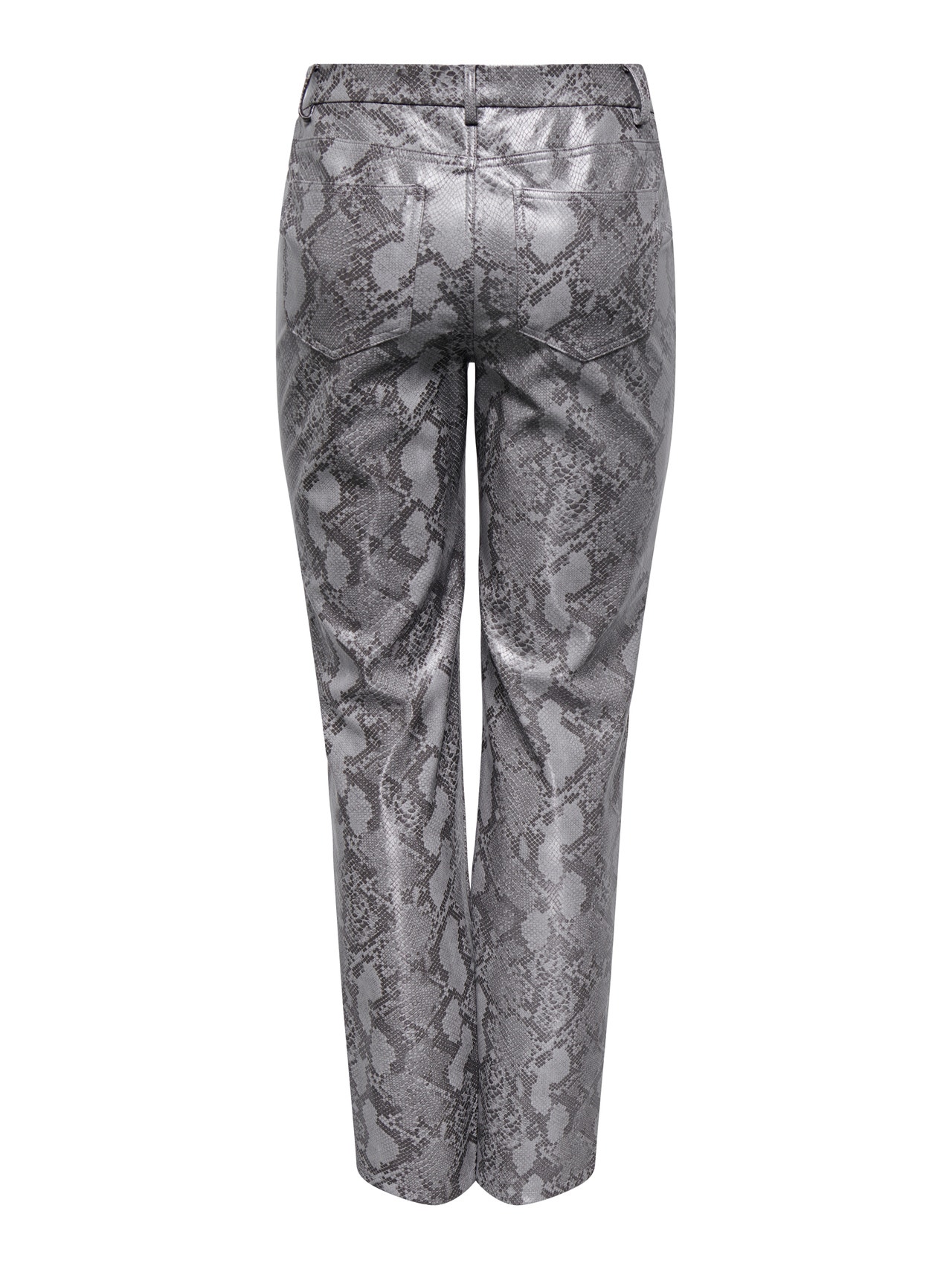 ONLY ONLAZULA Straight Fit Synthetic leather trousers -Grey - 15328138