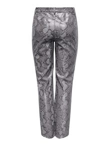ONLY ONLAZULA Straight Fit Synthetic leather trousers -Grey - 15328138