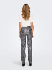 ONLY ONLAZULA Straight Fit Synthetic leather trousers -Grey - 15328138