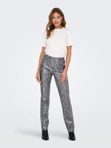 ONLY ONLAZULA Straight Fit Synthetic leather trousers -Grey - 15328138