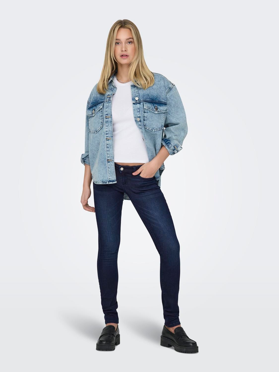 ONLY ONLCORAL SUPER LOW SKINNY Jeans -Dark Blue Denim - 15328174