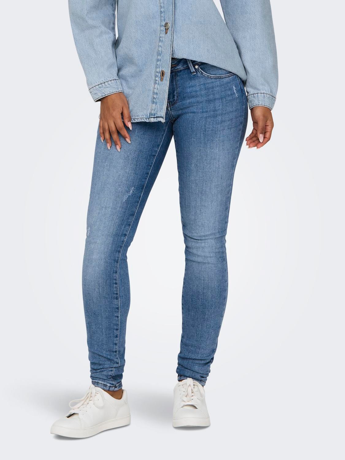 ONLY Skinny fit Super low waist Jeans -Light Blue Denim - 15328175