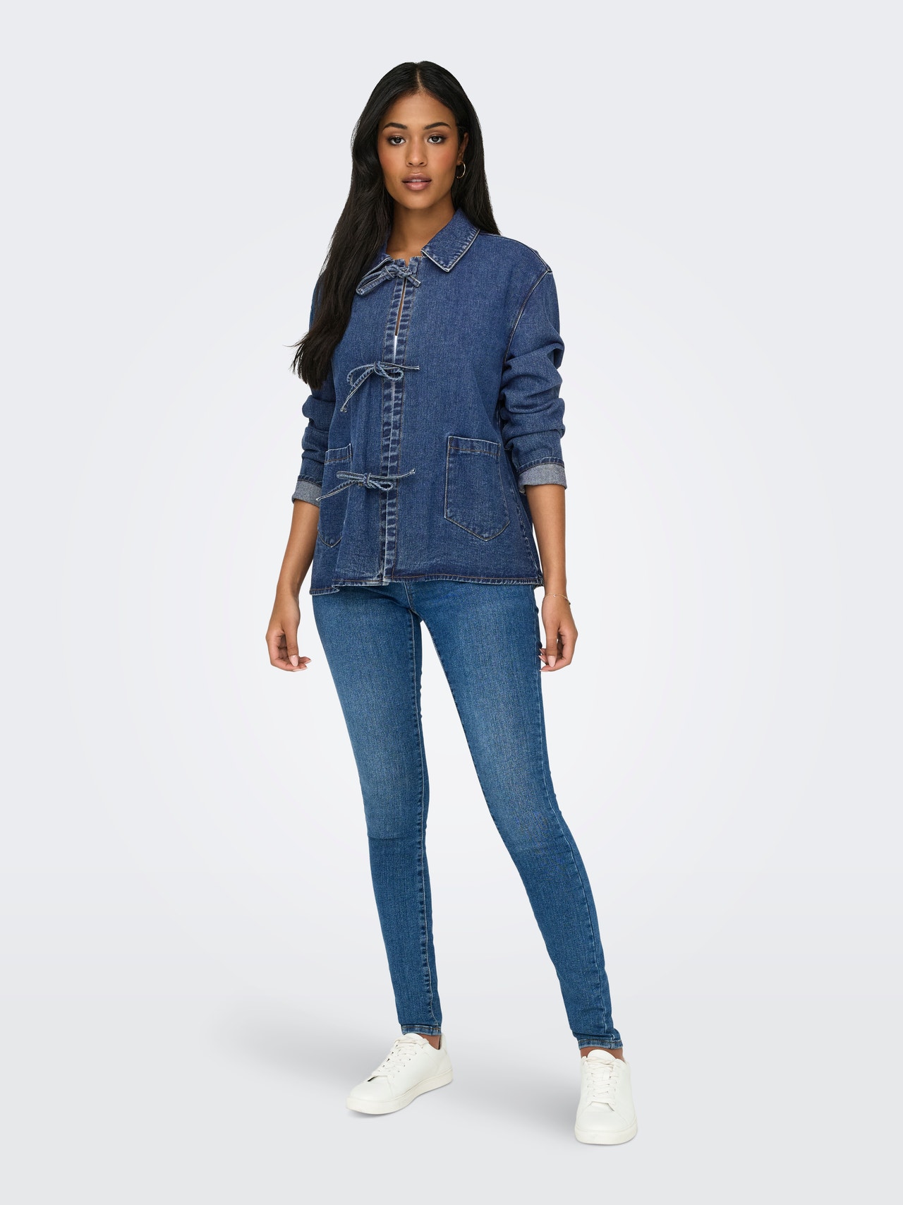 ONLY Spread-krage Jeansjacka -Dark Blue Denim - 15328253