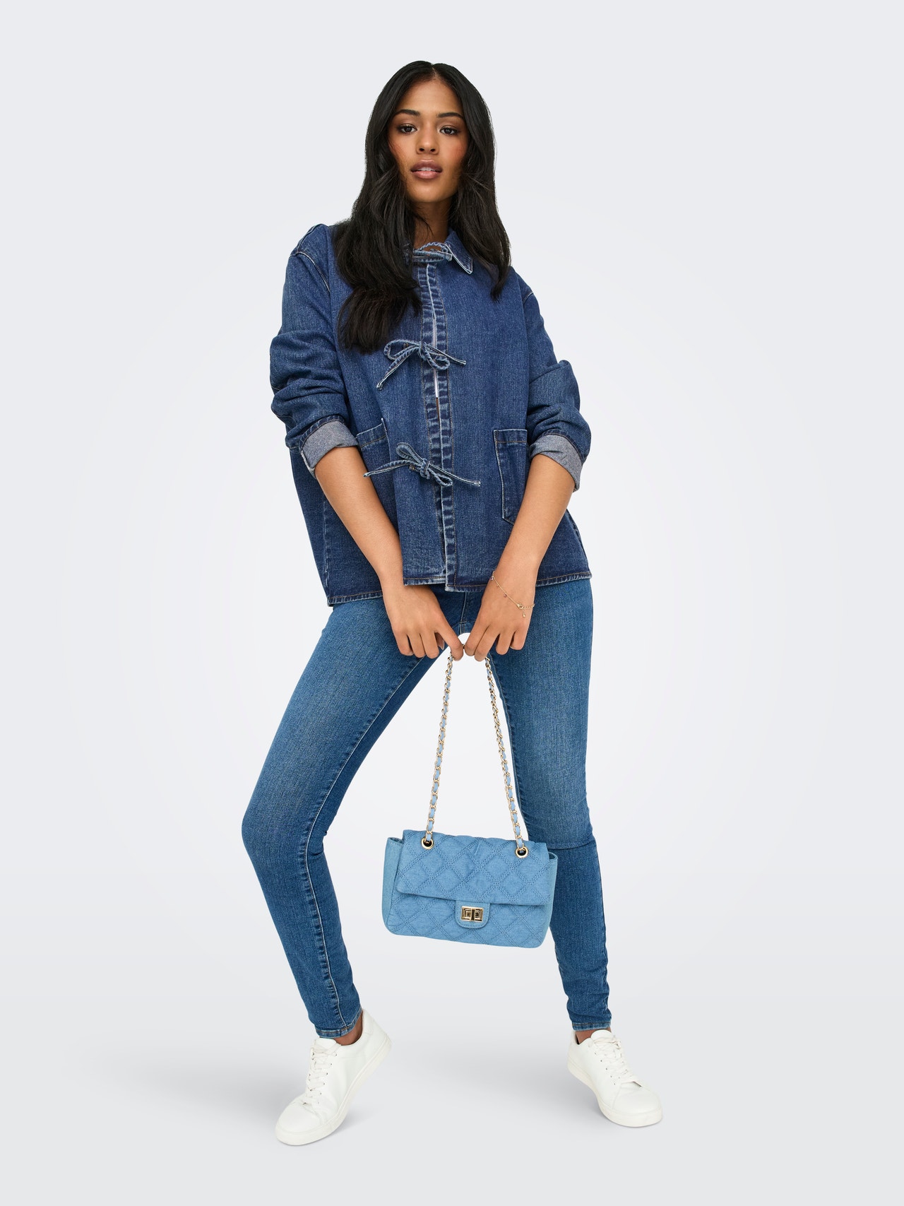 ONLY Spredt krage Denimjakke -Dark Blue Denim - 15328253