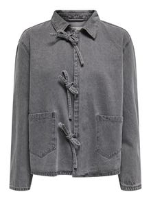 ONLY Fly-Away Kragen Jeansjacke -Medium Grey Denim - 15328253