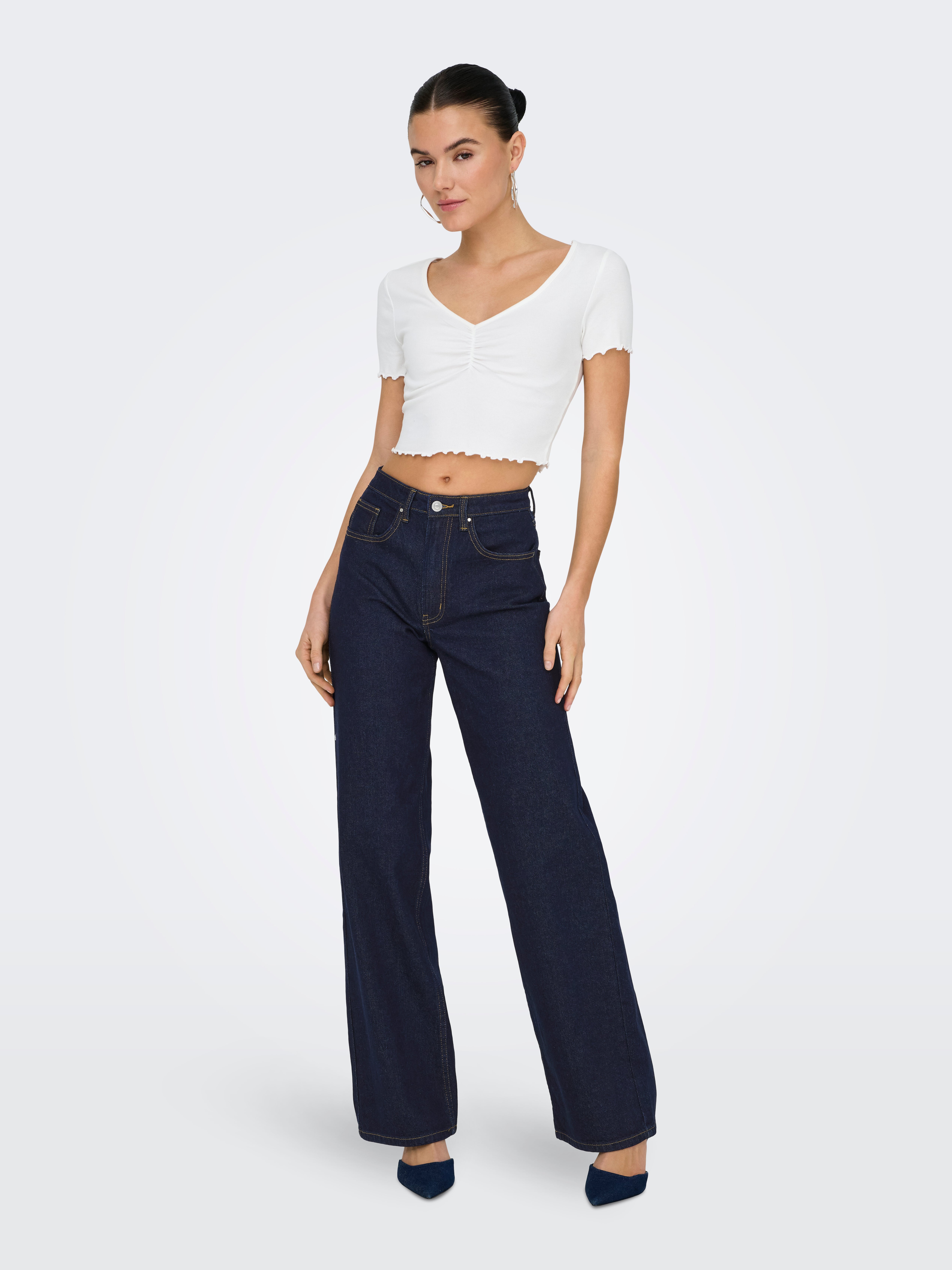 Thumbnail - Onljuicy Hohe Taille Weiter Beinschnitt Jeans