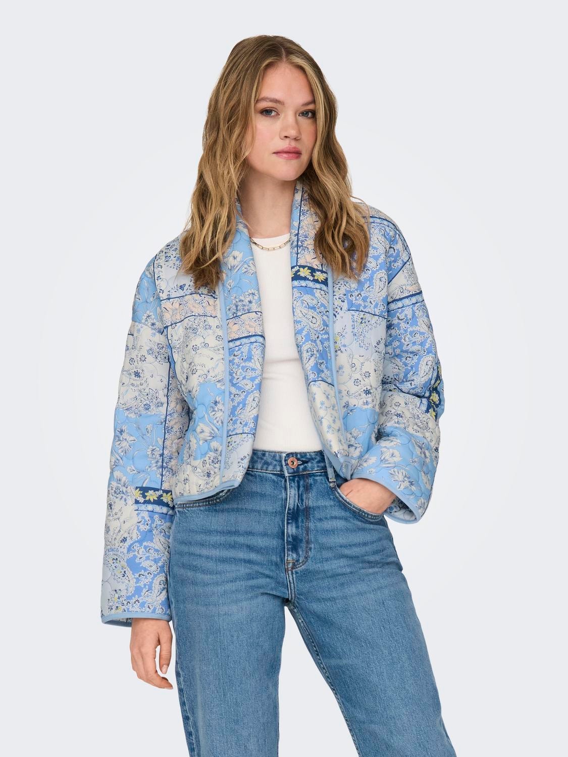ONLY Quilted patch work jacket -Cloud Dancer - 15328493