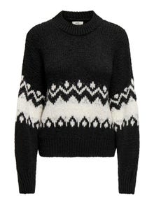 ONLY Knit Fit Hoch geschlossen Gerippte Ärmelbündchen Pullover -Black - 15328582