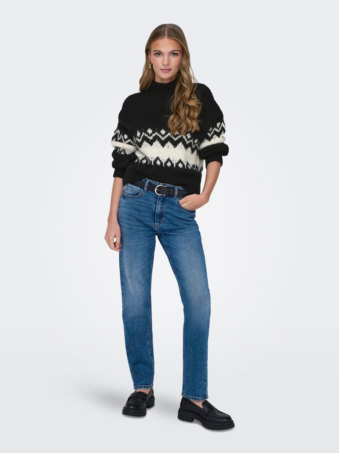 ONLY Knitted pullover with high neck -Black - 15328582