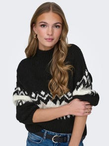 ONLY Knit Fit Hoch geschlossen Gerippte Ärmelbündchen Pullover -Black - 15328582