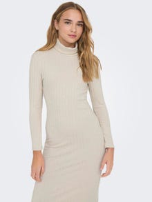 Stone Turtle Neck Knitted Bodycon Maxi Dress