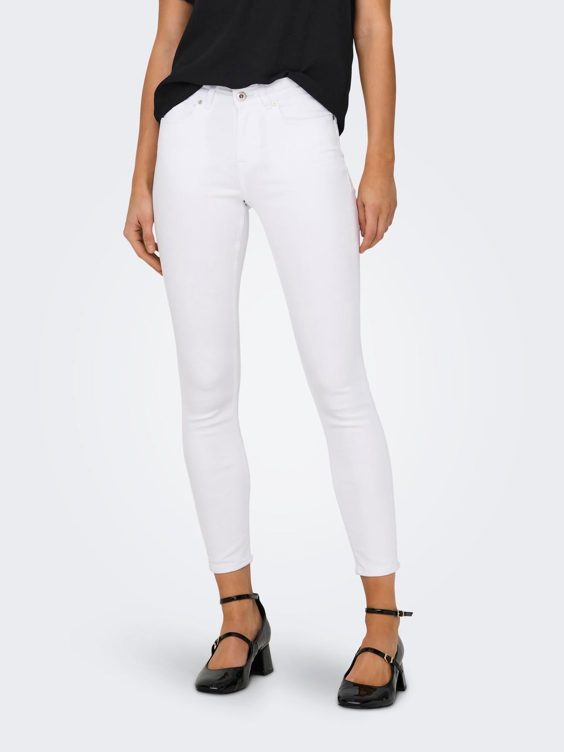 ONLBLUSH Taille moyenne Skinny Fit Jeans Blanc ONLY