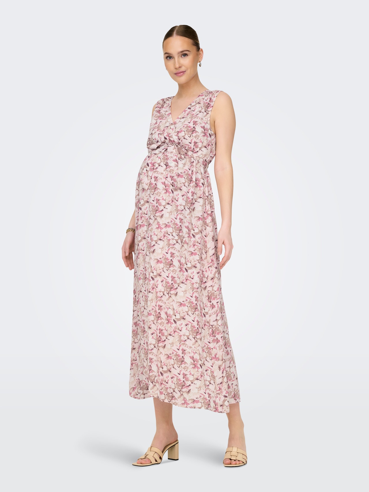 ONLY Regular Fit V-Neck Maternity Long dress -Rose Smoke - 15329316