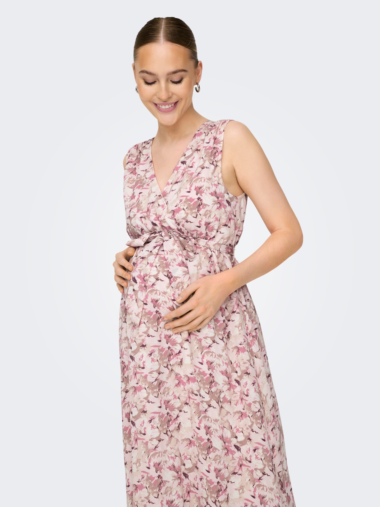ONLY Normal geschnitten V-Ausschnitt Maternity Langes Kleid -Rose Smoke - 15329316
