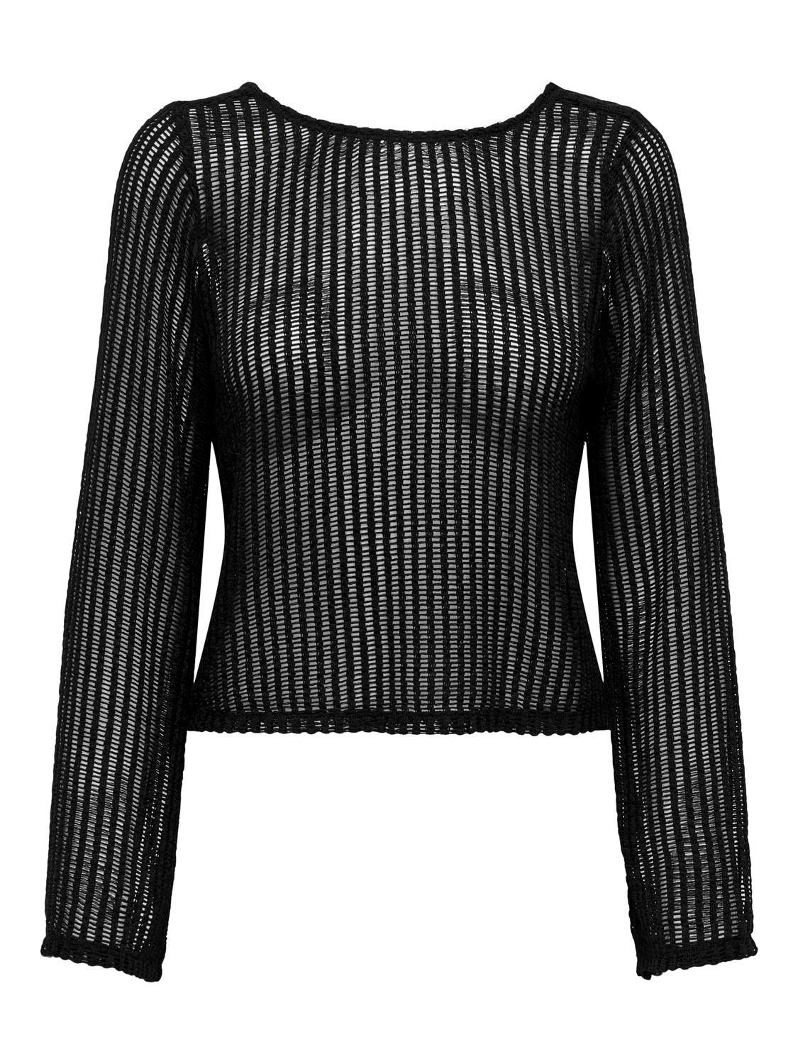 ONLY Strikket langærmet cropped top -Black - 15329364