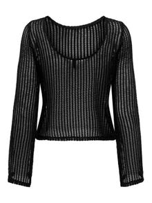 ONLY Strikket langærmet cropped top -Black - 15329364