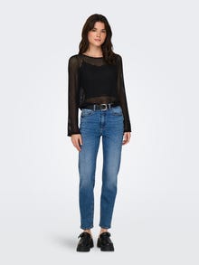 ONLY Strikket langærmet cropped top -Black - 15329364