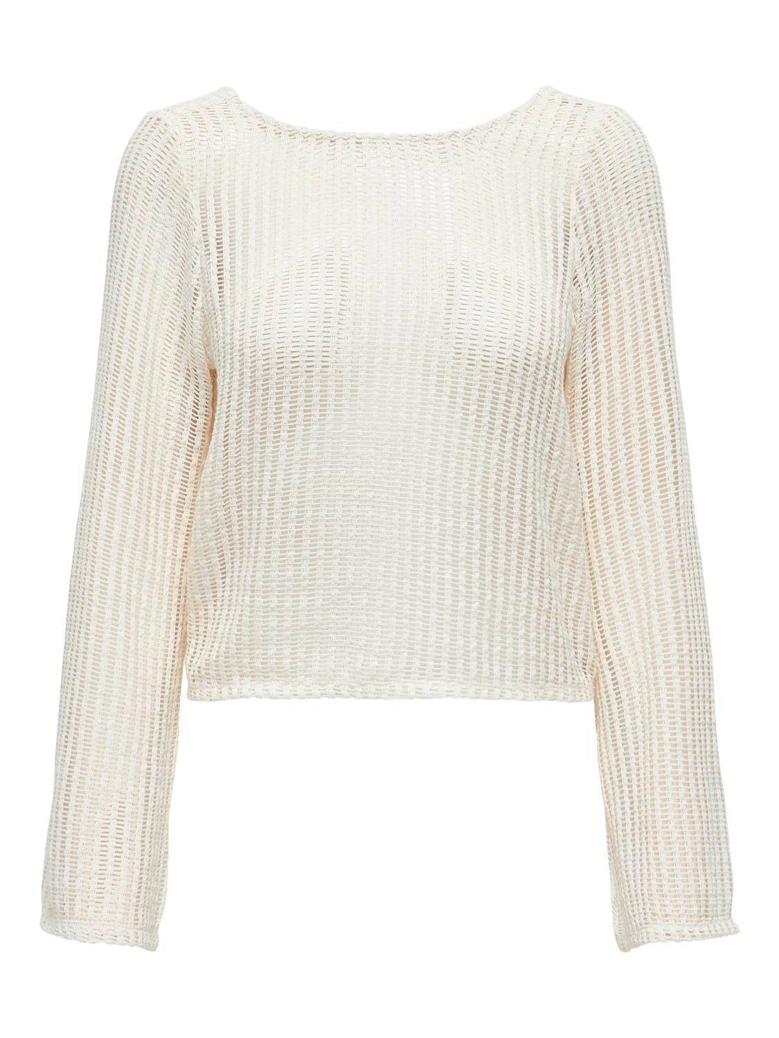 ONLY Strikket langærmet cropped top -Sandshell - 15329364