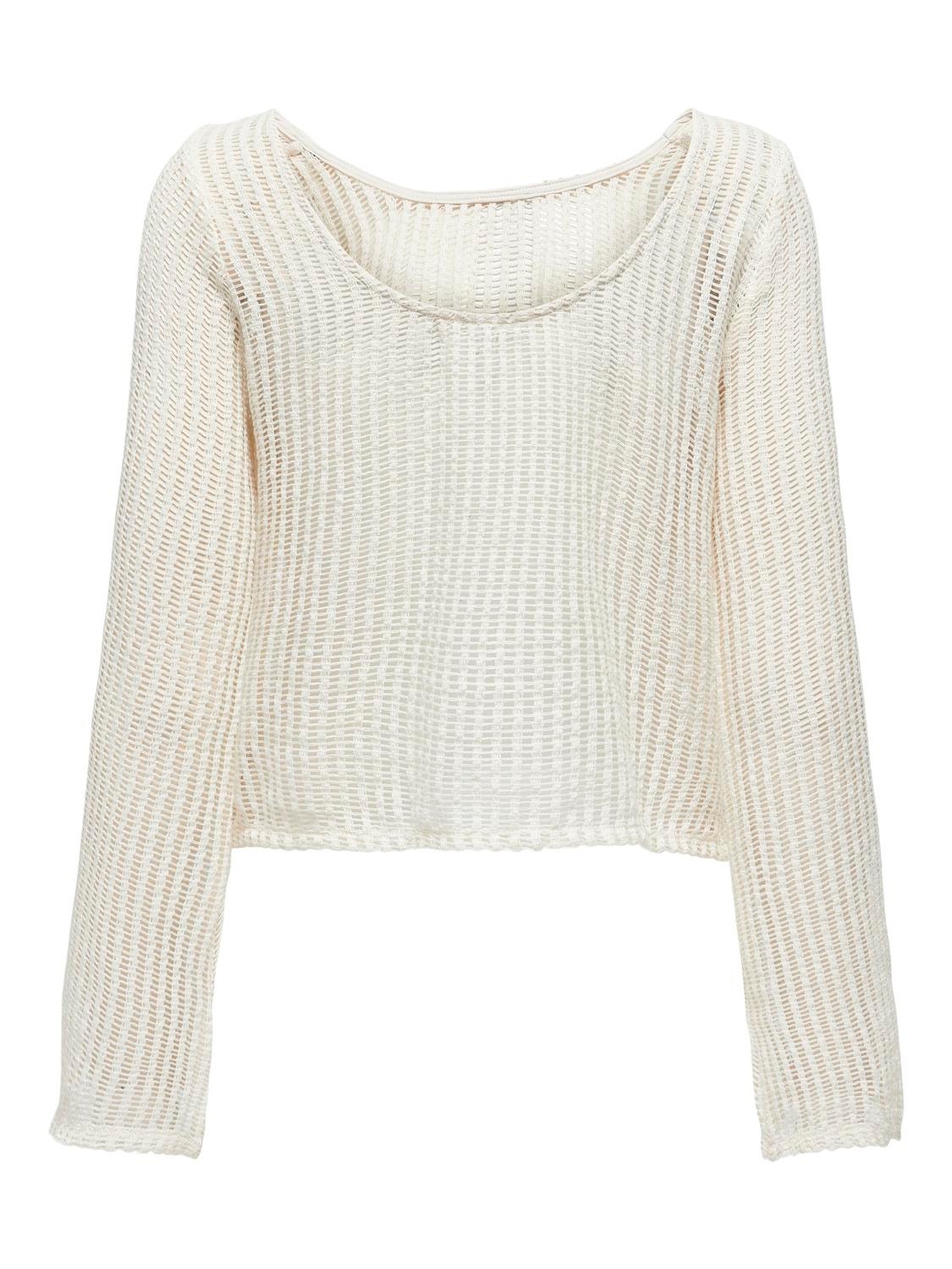 ONLY Strikket langærmet cropped top -Sandshell - 15329364